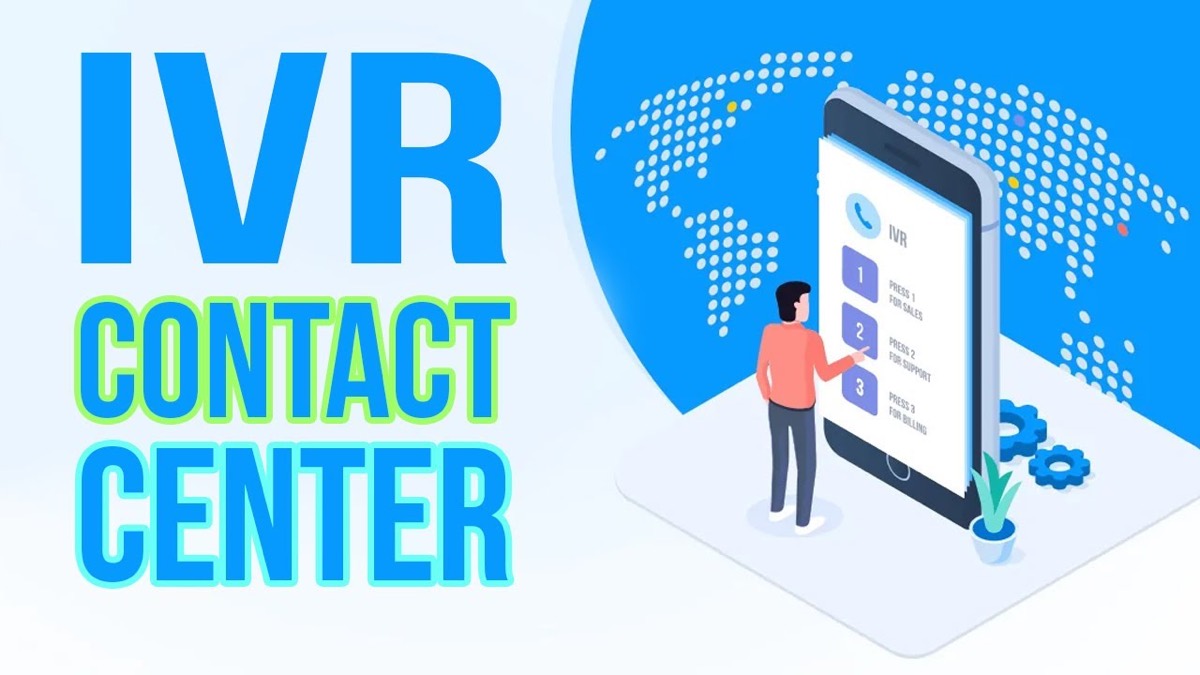Ilustración de un IVR de contact center con menú de opciones
